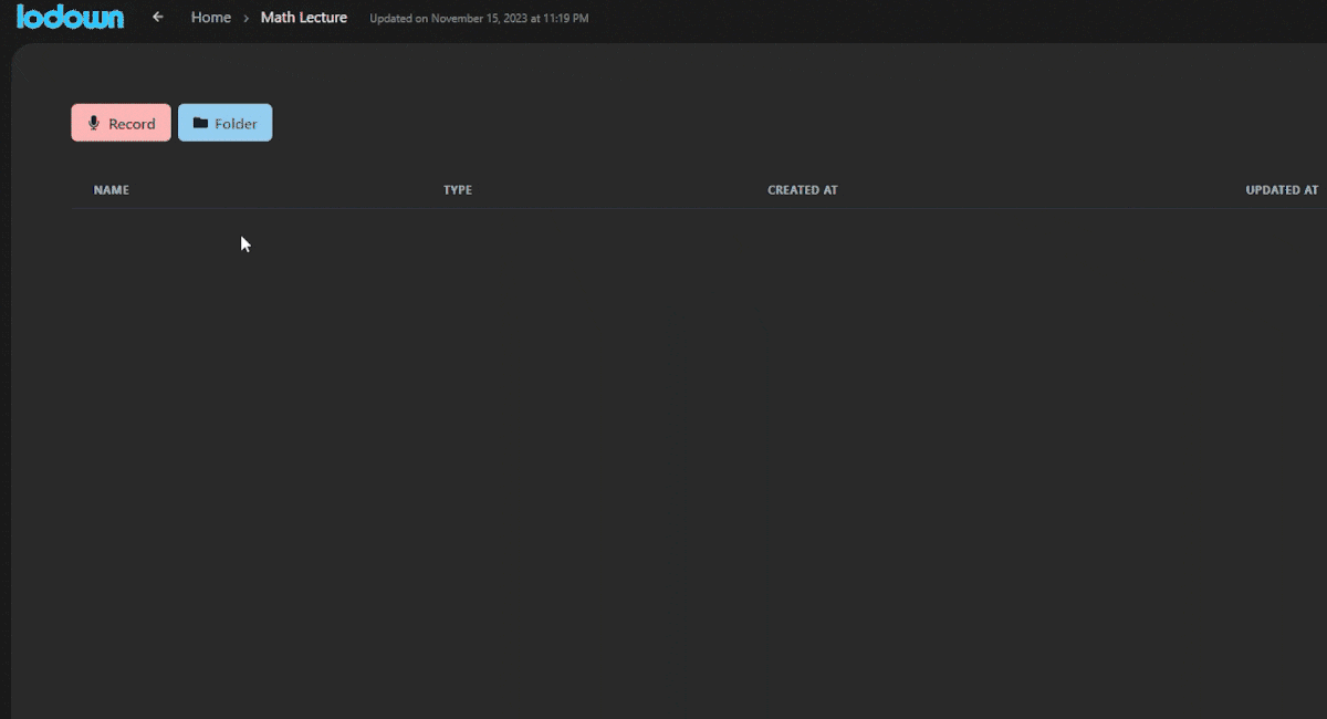 Animation showing how to start a new note